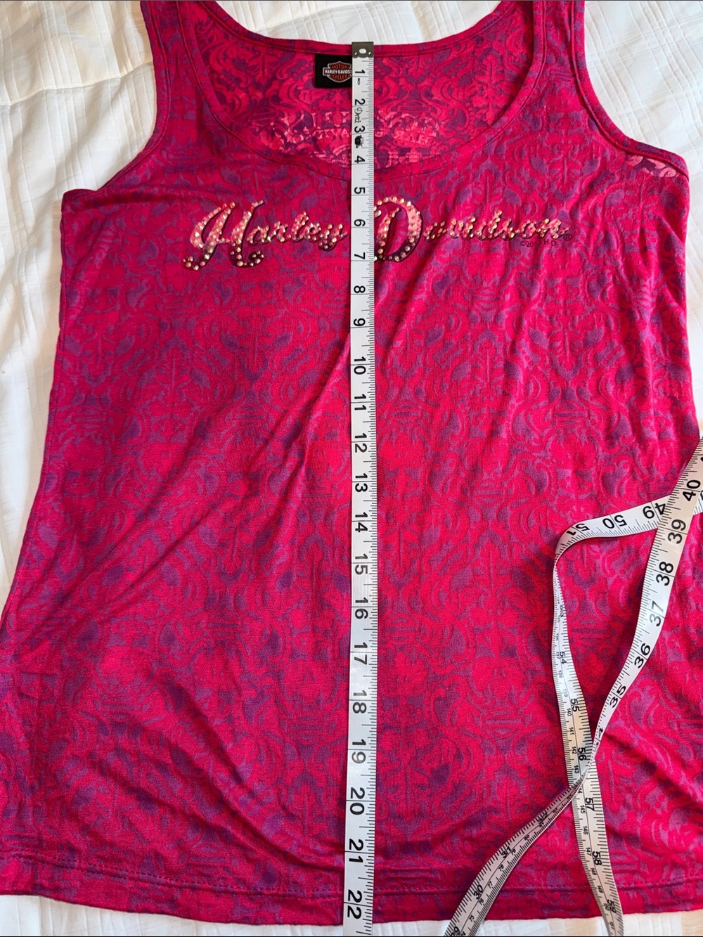 Harley-Davidson Hot Pink Rhinestone Script Tank - Picture 8 of 9